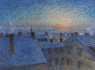 Sonnenaufgang über den Dächern, Stockholm-Motiv - Eugène Jansson — Ansicht des Kunstwerks