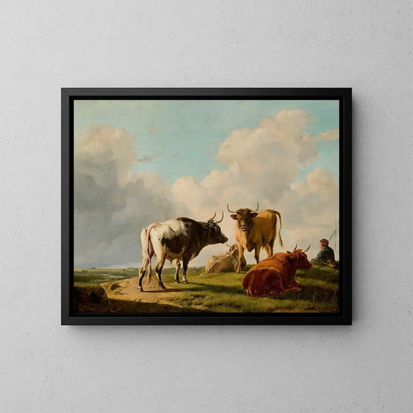 Kühe auf der Wiese - Eugène Joseph Verboeckhoven — gerahmtes Bild an der Wand