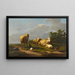 Schafe und Hühner in einer Landschaft - Eugène Joseph Verboeckhoven — gerahmtes Bild an der Wand