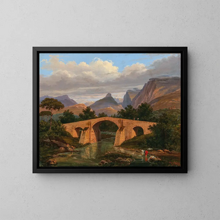 Pont de Battipaglia entre Salerne et près de Naples - Eugène von Guérard — gerahmtes Bild an der Wand