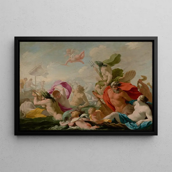 Die Meeresgötter Ehren der Liebe - Eustache Le Sueur — gerahmtes Bild an der Wand