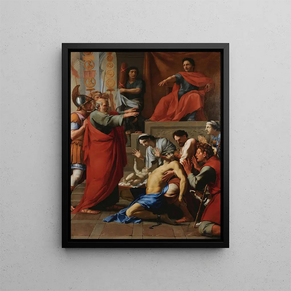 Saint Paul exorcisant un homme possédé - Eustache Le Sueur — gerahmtes Bild an der Wand