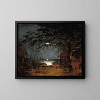 F M E Fabritius De Tengnagel - Havneparti Med Skibe I Mneskin.webp