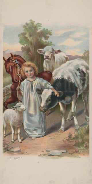 Fair Pub House - Child with lamb horse and cows.webp