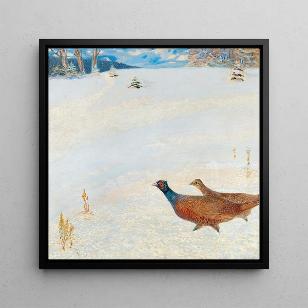 Faisans dans un paysage d'hiver - Hugo Baar
