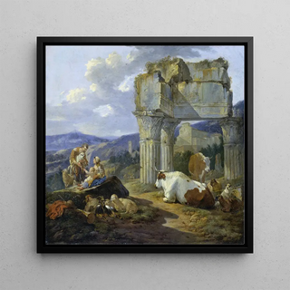 Famille de bergers romains avec leur troupeau - Johann Heinrich Roos
