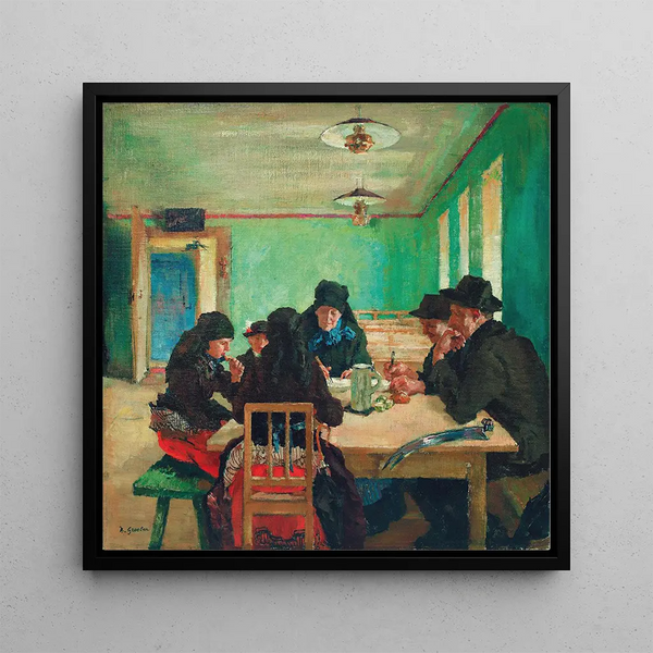 Famille de paysans à l'heure du goûter - Hermann Groeber