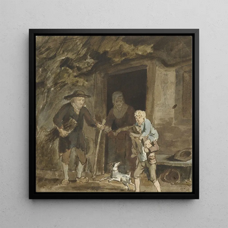 Famille de paysans devant la porte de leur maison - Simon Andreas Krausz
