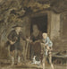 Familie von Bauern vor der Tür ihres Hauses - Simon Andreas Krausz — Ansicht des Kunstwerks