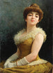 Eine elegante Dame in gelbem Kleid - Fausto Zonaro — Ansicht des Kunstwerks