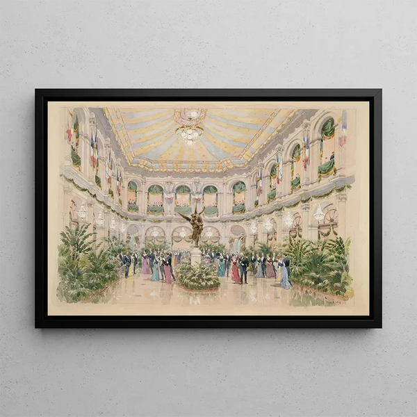 Bal dans la Cour Intérieure de l'Hôtel de Ville, 4. Arrondissement, Franco-Russische Festlichkeiten, Paris, 19. Oktober 1893 - Fédor Hoffbauer — gerahmtes Bild an der Wand