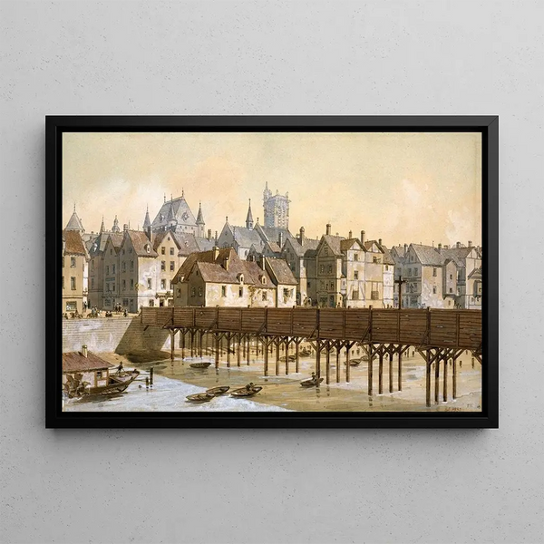 Le Grand Châtelet et le pont de Bois, 1621-1645 - Fédor Hoffbauer — gerahmtes Bild an der Wand
