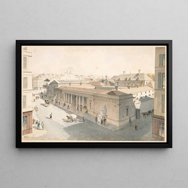 Der Markt des Tempels im Jahr 1840 und das Kloster der ewigen Anbetung des Heiligsten Sakraments - Fédor Hoffbauer — gerahmtes Bild an der Wand