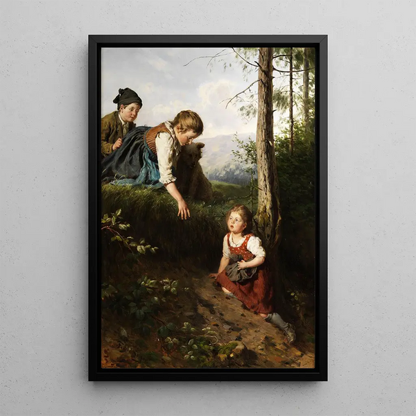 Felix Schlesinger - Drei Kinder im Wald beim Beerenpflcken.webp