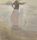 Frau mit zwei Kindern und einem kleinen Hund am Strand - Johan Antonie de Jonge — Ansicht des Kunstwerks