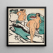 Frauen beim Baden zwischen weißen Steinen - Ernst Ludwig Kirchner — gerahmtes Bild an der Wand