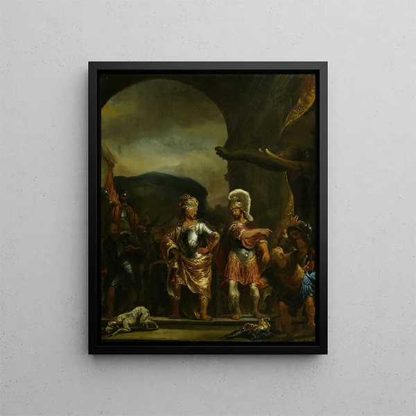 Der Ruhe Fabricius im Militärlager von Pyrrhus - Ferdinand Bol — gerahmtes Bild an der Wand