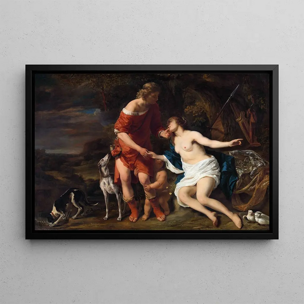 Venus und Adonis - Ferdinand Bol — gerahmtes Bild an der Wand