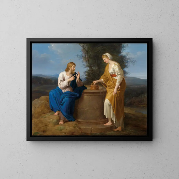 Der Christus und die Samariterin - Ferdinand Georg Waldmüller — gerahmtes Bild an der Wand