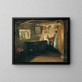 Der alte Koffer - Ferdinand Georg Waldmüller — gerahmtes Bild an der Wand