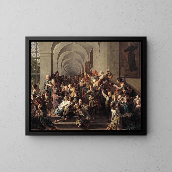 Die Klostersuppe - Ferdinand Georg Waldmüller — gerahmtes Bild an der Wand