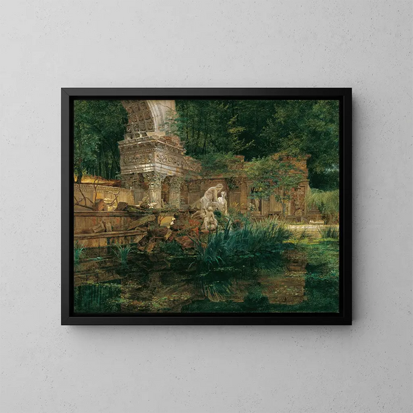 Die römische Ruine in Schönbrunn - Ferdinand Georg Waldmüller — gerahmtes Bild an der Wand