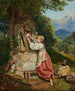 Ein Mädchen schmückt die Mutter Gottes mit einer Rose - Ferdinand Georg Waldmüller — Ansicht des Kunstwerks