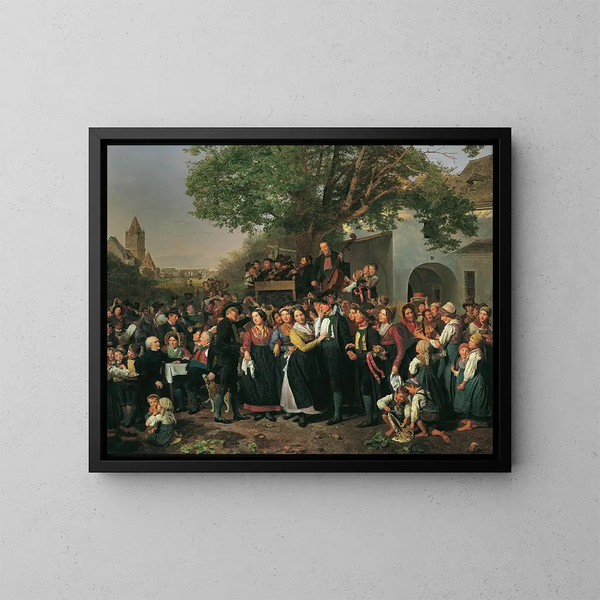 Bauernhochzeit in Niederösterreich - Ferdinand Georg Waldmüller — gerahmtes Bild an der Wand