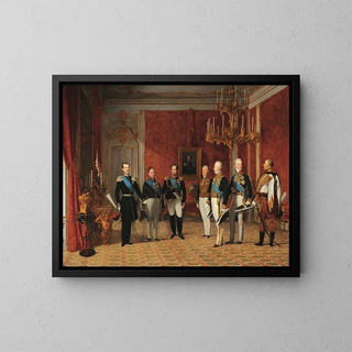 Empfang des Großfürsten Alexander Nikolaewitsch durch Fürst Metternich in der Hofburg Wien im Jahr 1839 - Ferdinand Georg Waldmüller — gerahmtes Bild an der Wand