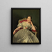 Mädchen sitzend in einem weißen Satin-Kleid - Ferdinand Georg Waldmüller — gerahmtes Bild an der Wand