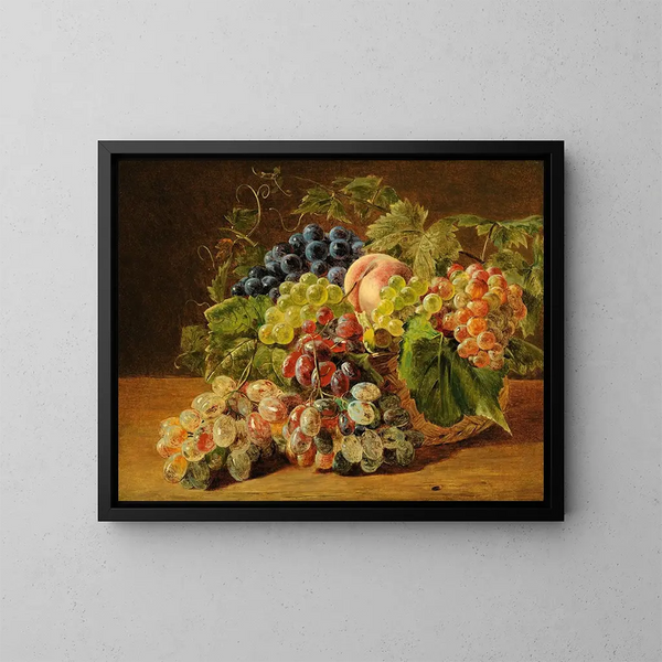 Naturmorte mit Pfirsichen und Trauben - Ferdinand Georg Waldmüller — gerahmtes Bild an der Wand