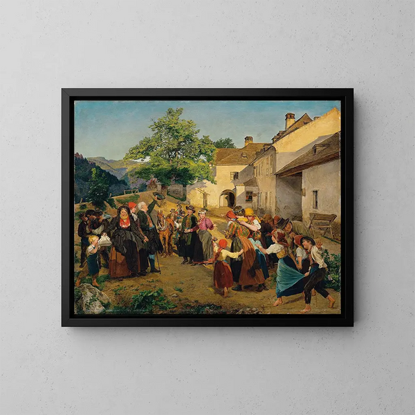 Der Abschied der Braut vom Elternhaus - Ferdinand Georg Waldmüller — gerahmtes Bild an der Wand