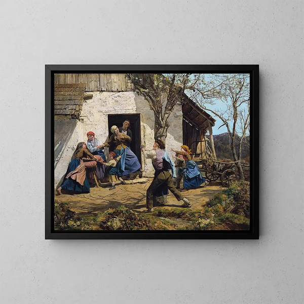 Die Wiedergefundenen - Ferdinand Georg Waldmüller — gerahmtes Bild an der Wand