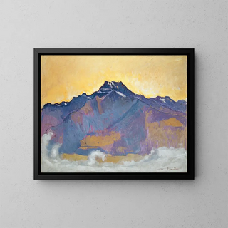 Les Dents du Midi vues depuis Chesires - Ferdinand Hodler — gerahmtes Bild an der Wand