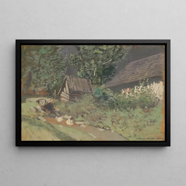 Hinter dem Stall - Ferdinand Katona — gerahmtes Bild an der Wand