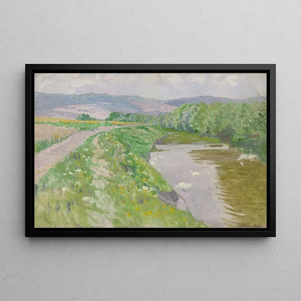 Landschaft mit einem Fluss - Ferdinand Katona — gerahmtes Bild an der Wand
