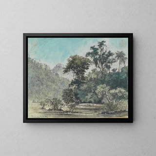 Ferdinand Keller - Blick auf das bewaldete Flussufer.webp