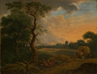 Landschaft des Abends mit Heuwagen - Ferdinand Kobell — Ansicht des Kunstwerks