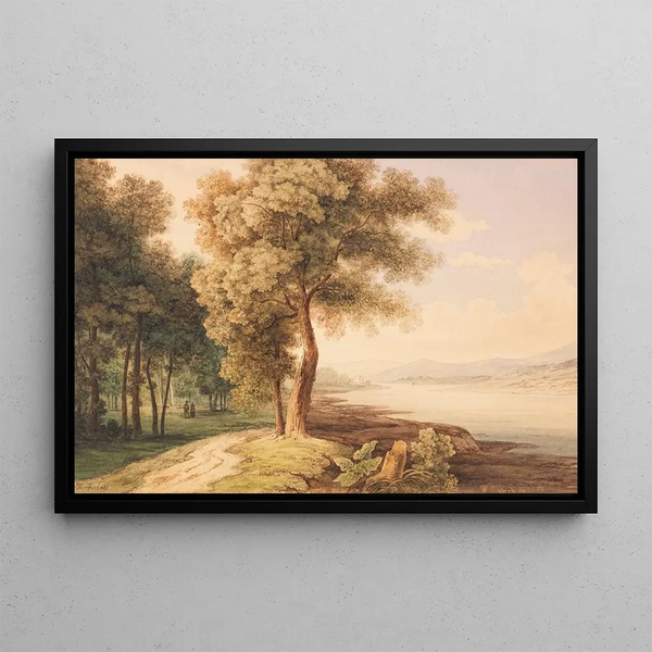 Flusslandschaft des mittleren Rheins - Ferdinand Kobell — gerahmtes Bild an der Wand