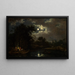 Landschaft bei Mondschein mit Fischern am Lagerfeuer - Ferdinand Kobell — gerahmtes Bild an der Wand