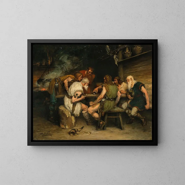 Ein Würfelspiel - Ferdinand Leeke — gerahmtes Bild an der Wand