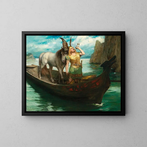 Der Twilight der Götter, Akt I: Die Reise von Siegfried auf dem Rhein - Ferdinand Leeke — gerahmtes Bild an der Wand