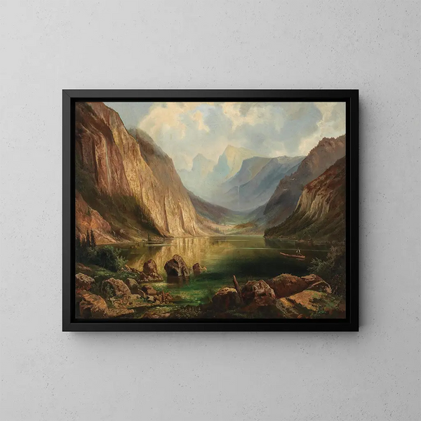 Ansicht der Höllengebirge bei Ebensee Langbathsee - Ferdinand Lepié — gerahmtes Bild an der Wand