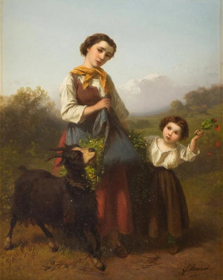 Ferdinand Marhn - Young female shepherd with child.webp