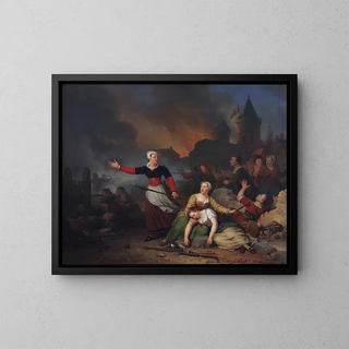 Kenau Simonsdr Hasselaar während der Belagerung von Haarlem - Ferdinand de Braekeleer — gerahmtes Bild an der Wand