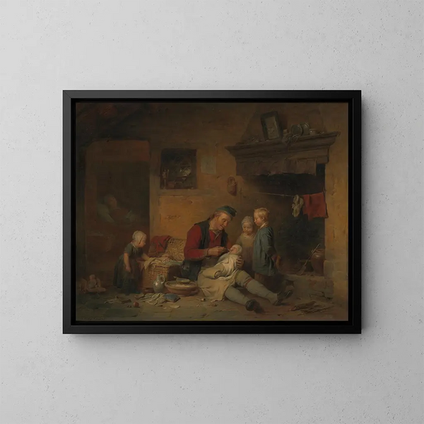 Die Entbindungssaal - Ferdinand de Braekeleer — gerahmtes Bild an der Wand