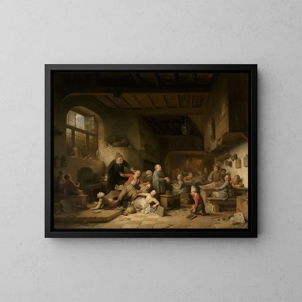 L'école du village - Ferdinand de Braekeleer — gerahmtes Bild an der Wand
