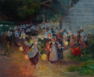 Bretonische Gemälde mit Laternen, Notre-Dame de Trémalo, Pont-Aven - Ferdinand du Puigaudeau — Ansicht des Kunstwerks