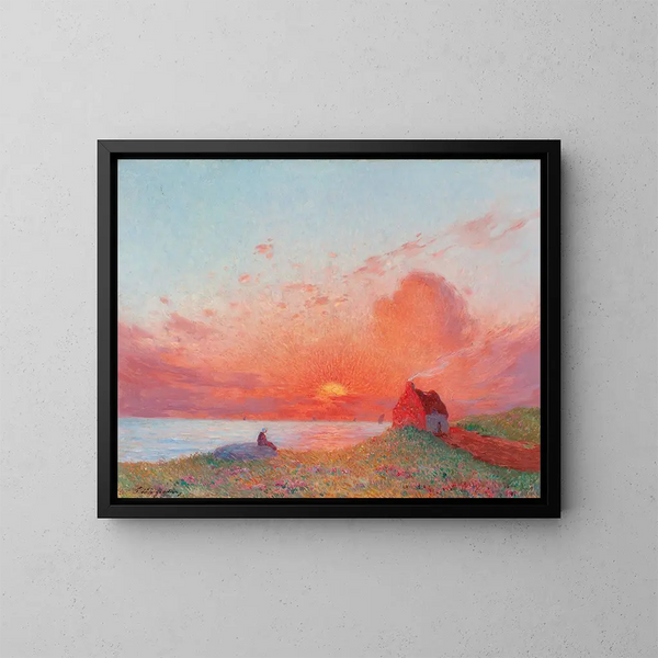 Sonnenuntergang bei Croisic - Ferdinand du Puigaudeau — gerahmtes Bild an der Wand