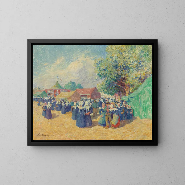 Jahrmarkt in der Bretagne - Ferdinand du Puigaudeau — gerahmtes Bild an der Wand